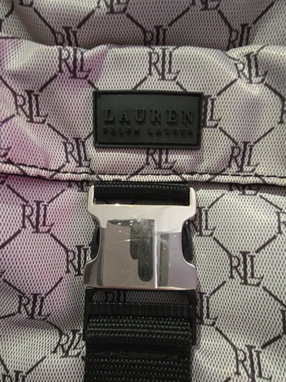 Lauren Ralph Lauren Signature Monogram Duffle Weekender Bag Lavender - Picture 2 of 7